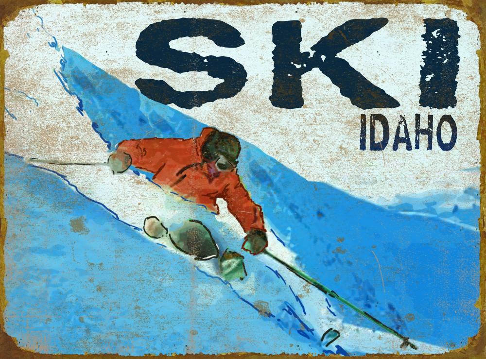 Vintage-Style Metal Skier Sign