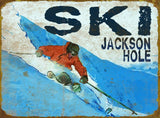 Vintage-Style Metal Skier Sign