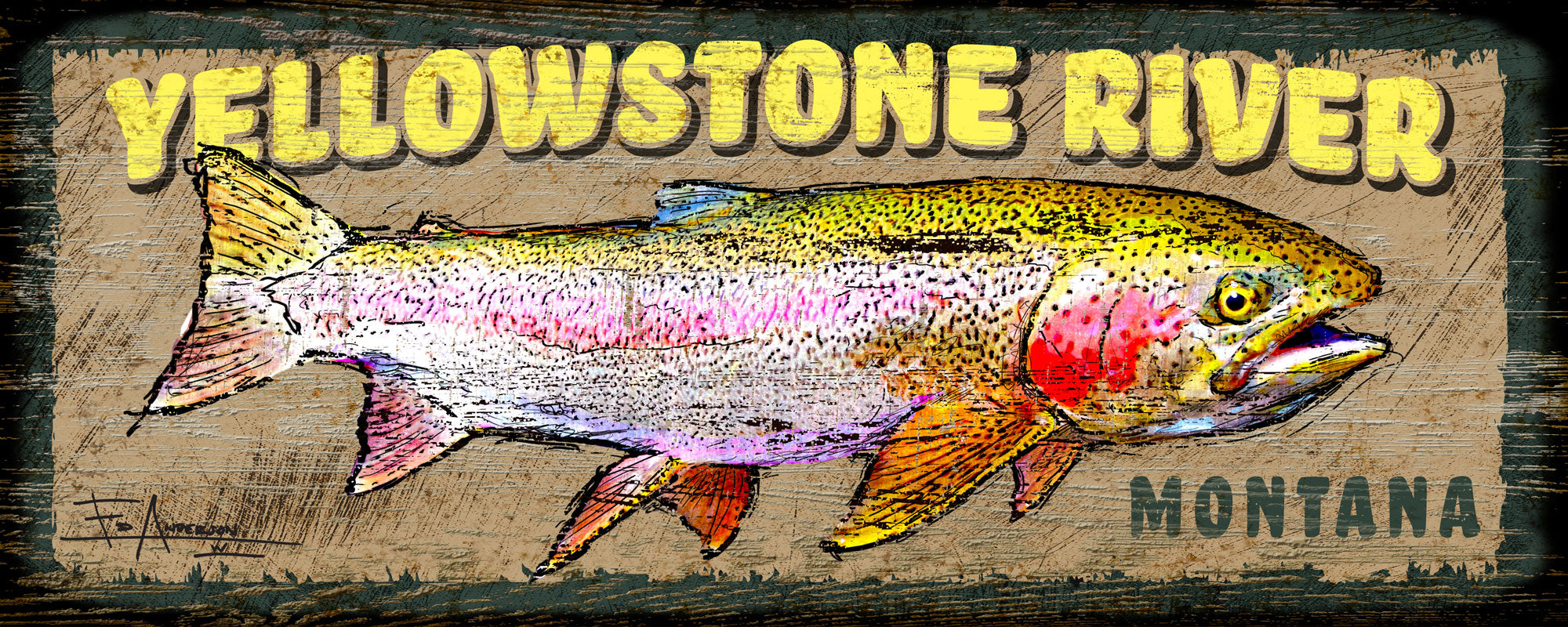 Rainbow Trout Textured Sign